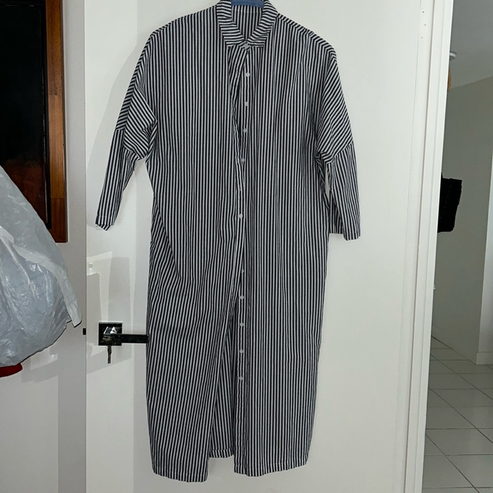 Blue Striped Shirt Dress